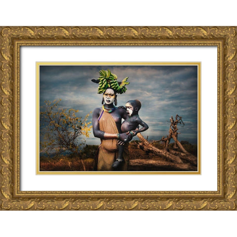 Banana Child Gold Ornate Wood Framed Art Print with Double Matting by Yosifov, Svetlin
