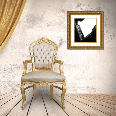 Necklace Gold Ornate Wood Framed Art Print with Double Matting by bicibici