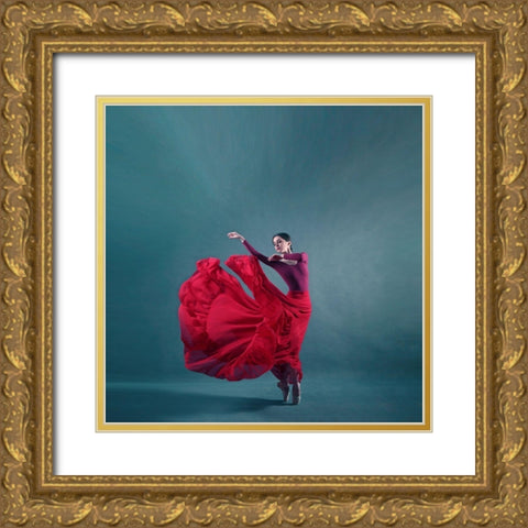 The Girl A Dance Gold Ornate Wood Framed Art Print with Double Matting by Hasheminasab, Moein