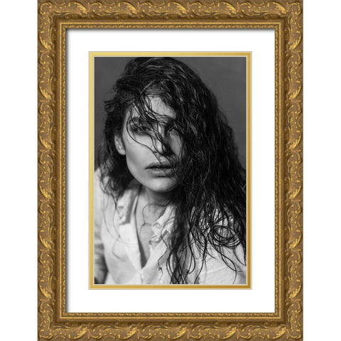Fatima Gold Ornate Wood Framed Art Print with Double Matting by Niksefat Zendehdel, Akram