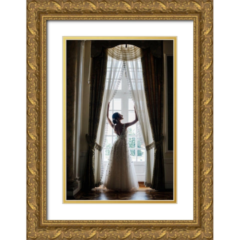 Wedding Day Gold Ornate Wood Framed Art Print with Double Matting by Annascigaj