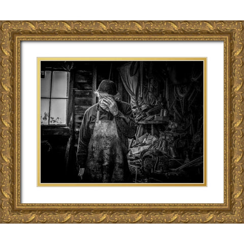 Headache Gold Ornate Wood Framed Art Print with Double Matting by Ma, Frank