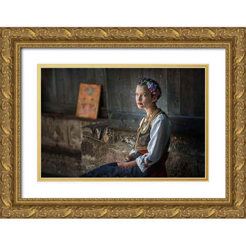 Serbian Beauty Gold Ornate Wood Framed Art Print with Double Matting by Jordanski, Goran