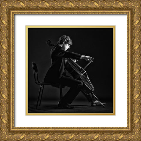 Musician. Gold Ornate Wood Framed Art Print with Double Matting by Refat