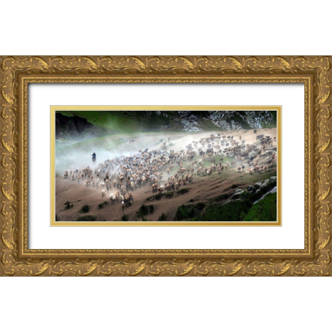 The Great Migration Of Kazakh Gold Ornate Wood Framed Art Print with Double Matting by Zhu, Hua