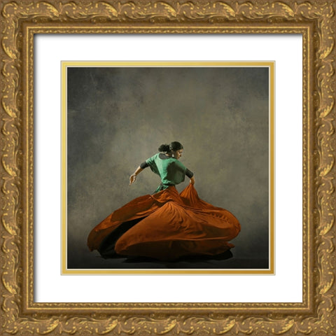 The Girl A Dance Gold Ornate Wood Framed Art Print with Double Matting by Hasheminasab, Moein