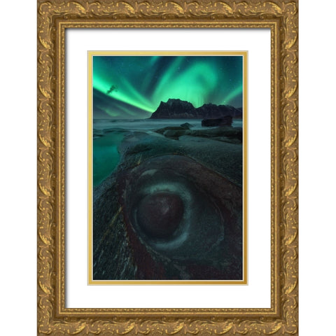Pozo Gold Ornate Wood Framed Art Print with Double Matting by Gonzalez, Carlos
