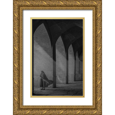 A Visitor Gold Ornate Wood Framed Art Print with Double Matting by Aref, Aria