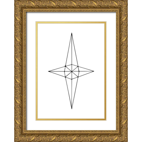 Grid Star White Gold Ornate Wood Framed Art Print with Double Matting by 1x Studio II