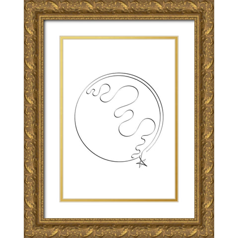 Earth Caligraphy Gold Ornate Wood Framed Art Print with Double Matting by 1x Studio II