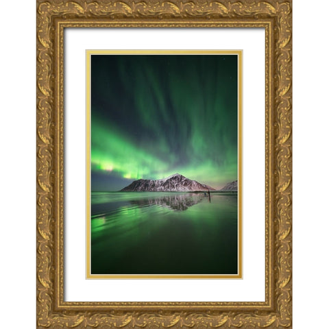 Aurora Mirror 2 Gold Ornate Wood Framed Art Print with Double Matting by Gamito, Clara