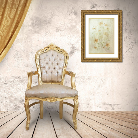 Yellow Cosmos Gold Ornate Wood Framed Art Print with Double Matting by Zhou, Fangping