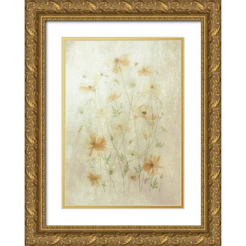 Yellow Cosmos Gold Ornate Wood Framed Art Print with Double Matting by Zhou, Fangping