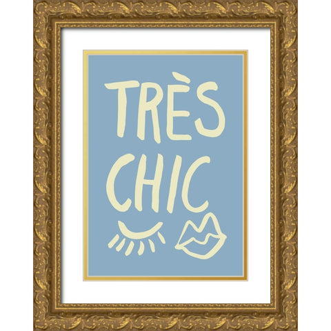 TrAus Chic Blue Gold Ornate Wood Framed Art Print with Double Matting by 1x Studio