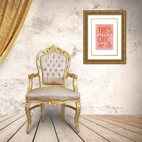 Traus Chic Pink Frame Gold Ornate Wood Framed Art Print with Double Matting by 1x Studio