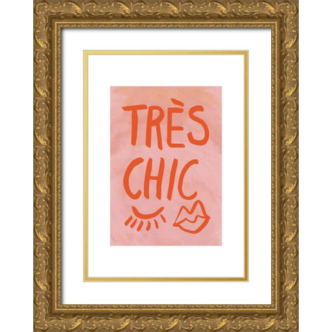Traus Chic Pink Frame Gold Ornate Wood Framed Art Print with Double Matting by 1x Studio