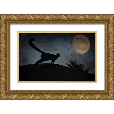 the curious tail of the cat filemon... Gold Ornate Wood Framed Art Print with Double Matting by Fabrowski, Robert