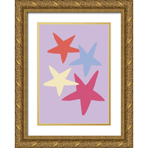 Four Stars 01 Gold Ornate Wood Framed Art Print with Double Matting by 1x Studio