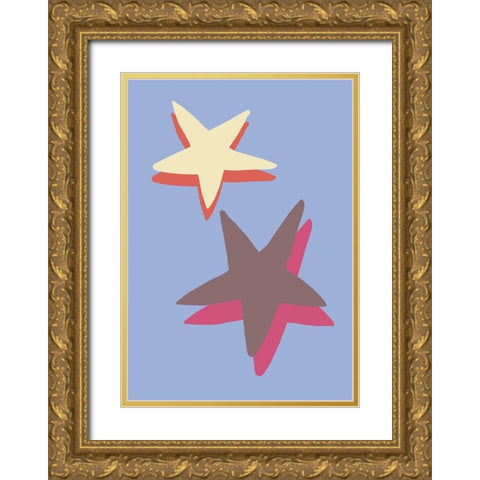 Blue Star Gold Ornate Wood Framed Art Print with Double Matting by 1x Studio
