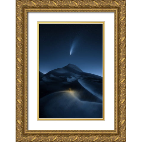 The Night The Comet Came Gold Ornate Wood Framed Art Print with Double Matting by Zao, Yanming
