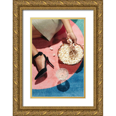 Movie Night #01 Gold Ornate Wood Framed Art Print with Double Matting by 1x Studio III