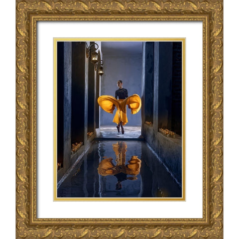 Ballerina In The Aisle Gold Ornate Wood Framed Art Print with Double Matting by Suhardjo, Lisdiyanto