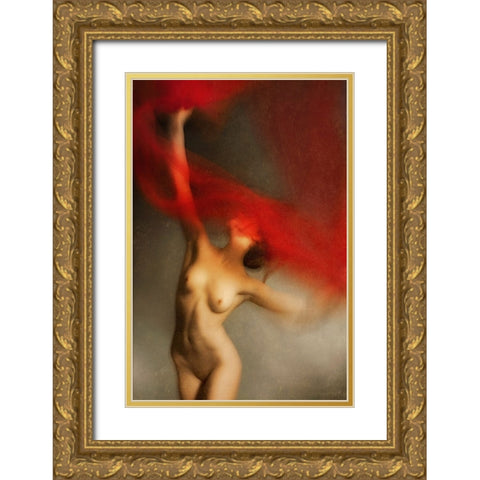 Red Iii Gold Ornate Wood Framed Art Print with Double Matting by miriana