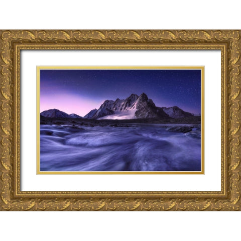 Blues Of Bogda Mountain Gold Ornate Wood Framed Art Print with Double Matting by Hao, Damon
