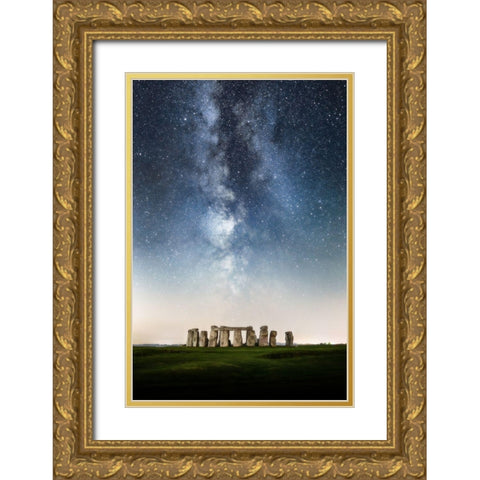 Stonehenge Gold Ornate Wood Framed Art Print with Double Matting by Ionut Dascalu, Andrei
