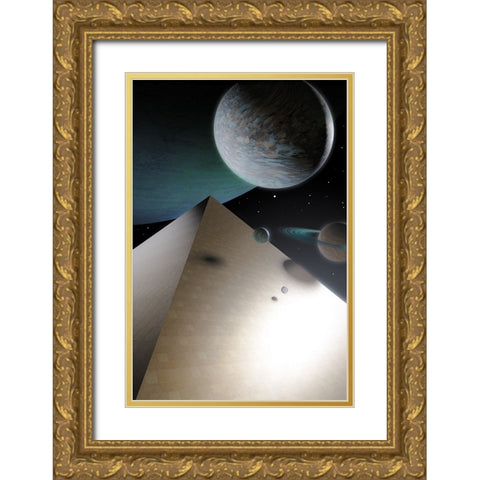 Ksms Gold Ornate Wood Framed Art Print with Double Matting by Malibtt