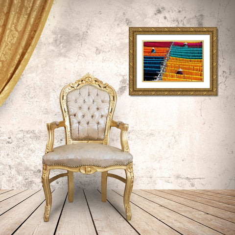 Thread drying Gold Ornate Wood Framed Art Print with Double Matting by Nandi, Shaibal