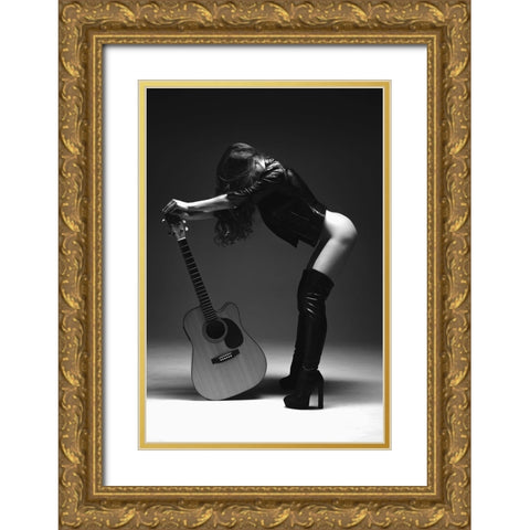 Guitar Gold Ornate Wood Framed Art Print with Double Matting by Markachev, Leonid