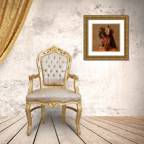 HANA Gold Ornate Wood Framed Art Print with Double Matting by Yuan, Kiki