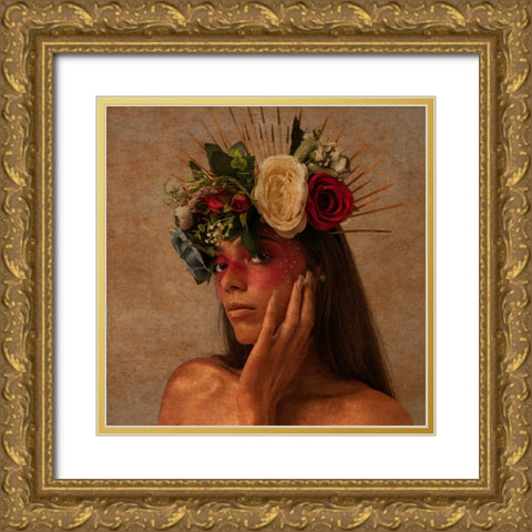 HANA Gold Ornate Wood Framed Art Print with Double Matting by Yuan, Kiki