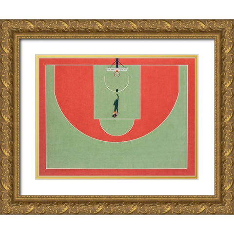 Shadow basketball Gold Ornate Wood Framed Art Print with Double Matting by Polischuk, Ekaterina