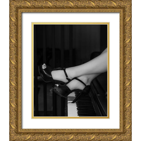 Clavier Gold Ornate Wood Framed Art Print with Double Matting by Keramati, Saeed