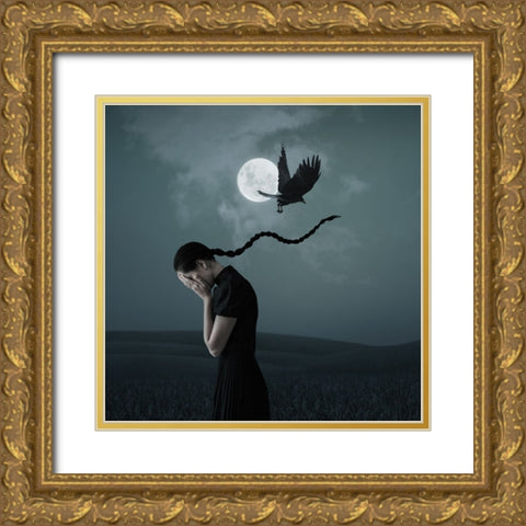When I Miss You Gold Ornate Wood Framed Art Print with Double Matting by Hardibudi