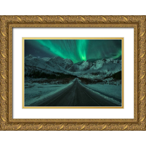 Green Lady Gold Ornate Wood Framed Art Print with Double Matting by Gonzalez, Carlos