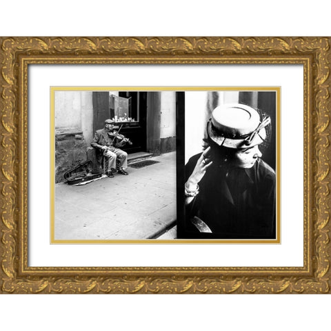 Shes Bored Gold Ornate Wood Framed Art Print with Double Matting by Martinelli, Francesco
