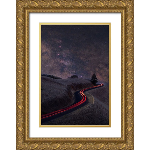 Senerity Gold Ornate Wood Framed Art Print with Double Matting by Li, Jinghua