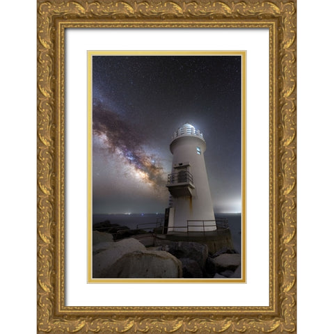 Milestone Gold Ornate Wood Framed Art Print with Double Matting by Harlock