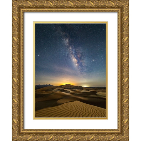 Arab land at night Gold Ornate Wood Framed Art Print with Double Matting by Habib, Ashraf