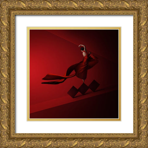 Dance Till Goddess Envy Gold Ornate Wood Framed Art Print with Double Matting by Hardibudi
