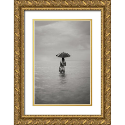 The Woman In The Lake Gold Ornate Wood Framed Art Print with Double Matting by Graf, James