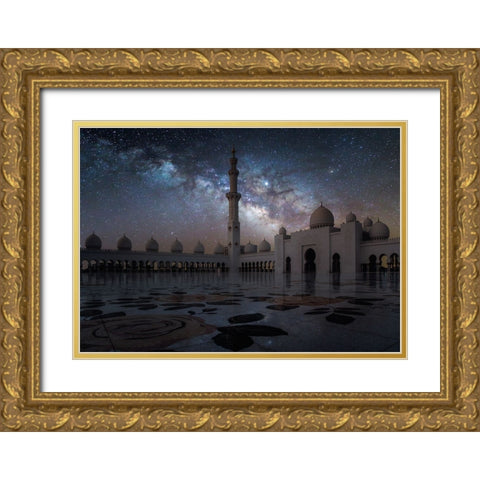 Sheikh Zayed Mosque Gold Ornate Wood Framed Art Print with Double Matting by Habib, Ashraf