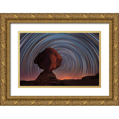 Kharaz Dreaming! Gold Ornate Wood Framed Art Print with Double Matting by Chander, Vikas
