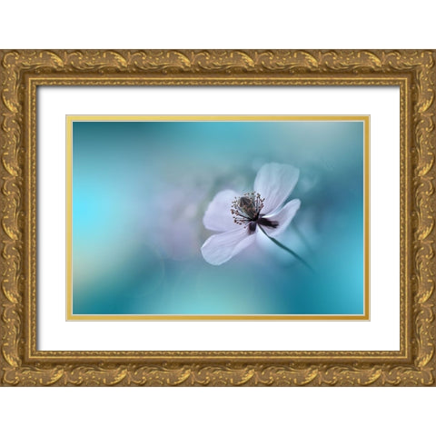 Walk Softly.. Gold Ornate Wood Framed Art Print with Double Matting by Nan, Juliana