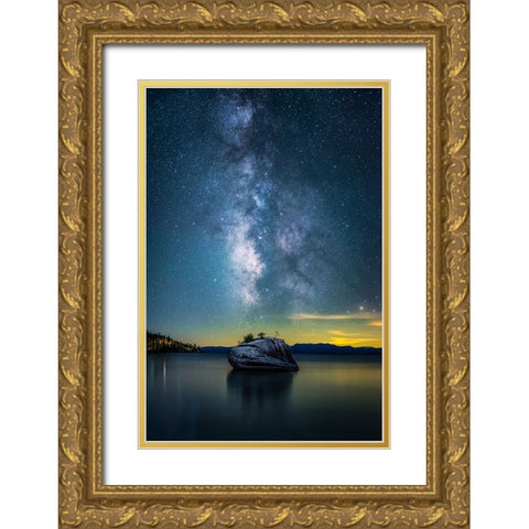 Bonsai Rock Milky Way Gold Ornate Wood Framed Art Print with Double Matting by Chen, Jiong
