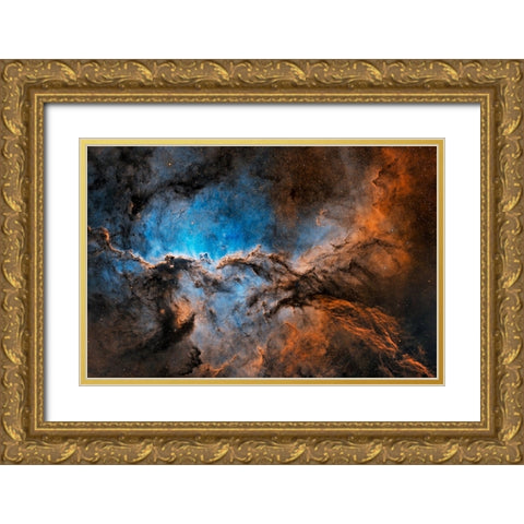 Fighting Dragons Of Ara Gold Ornate Wood Framed Art Print with Double Matting by Chander, Vikas