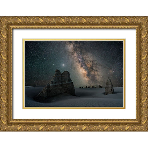 Stardust Gold Ornate Wood Framed Art Print with Double Matting by Cui, Yuan